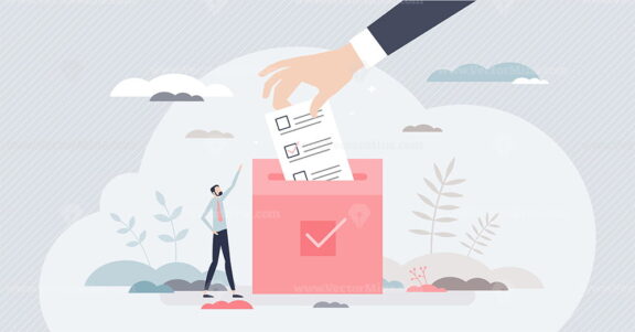 Election and voting with citizens choice in referendum tiny person concept