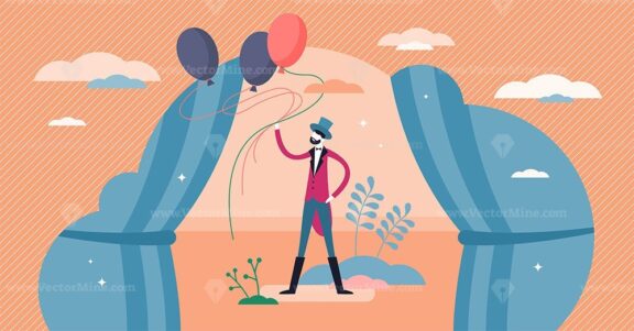 Entertainer concept, flat tiny person vector illustration