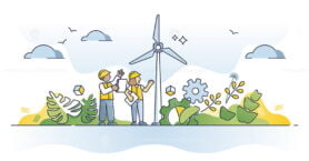 Environmental engineering and work with alternative energy outline concept