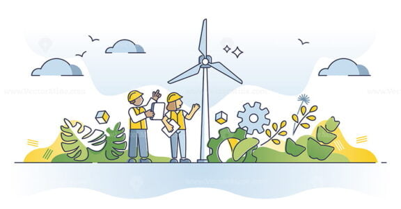 Environmental engineering and work with alternative energy outline concept