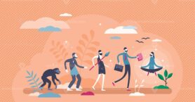 Evolution sequence stages concept, flat tiny person vector illustration