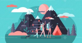 Family camping vector illustration