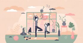 Family exercise vector illustration