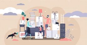 Family moving vector illustration