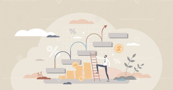 Financial increase and economical performance growth tiny person concept