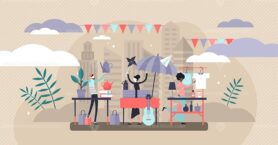 Flea market vector illustration
