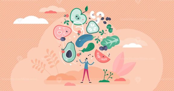 Flexitarian food culture movement, flat tiny person vector illustration