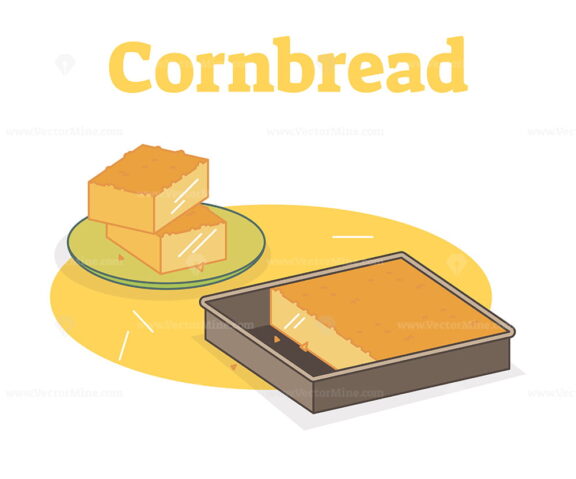 FREE Cornbread flat vector illustration