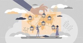 Franchise business model for company trade expansion tiny persons concept