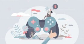 Gamefication as business website strategy for engagement tiny person concept