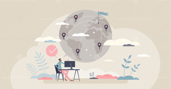 Glocalization as market trade adaption to local customers tiny person concept
