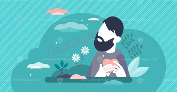 Gratitude concept, flat tiny person vector illustration