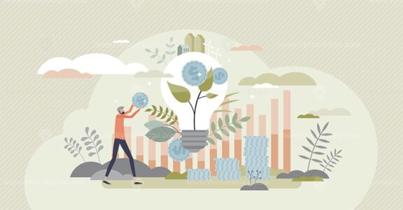 Green energy investment as natural future fund strategy tiny persons concept