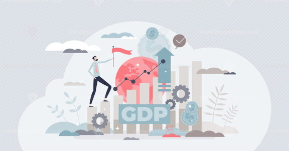Gross domestic product or GDP as country financial rating tiny person concept