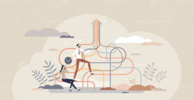 Growth path for business success and progress direction tiny person concept