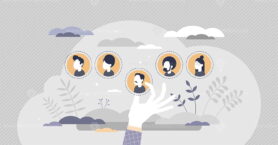 HR personnel selection with hiring best members for work tiny person concept