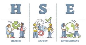 HSE as health, safety and environment protection standard outline diagram