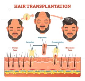 Hair transplantation procedure diagram