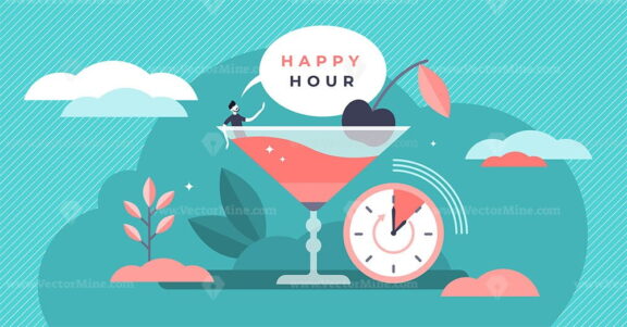 Happy hour vector illustration