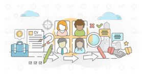 FREE Job agency outline concept vector illustration