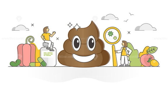 FREE Healthy poop diagnosis as medical feces microflora checkup outline concept