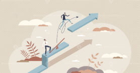 Helping young talent with career boost and development tiny person concept