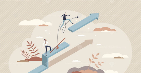 Helping young talent with career boost and development tiny person concept