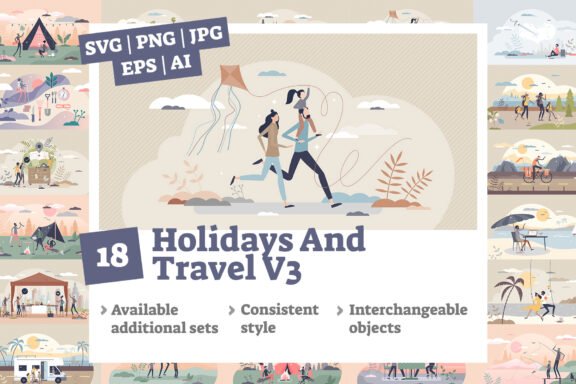 18 Holidays and Travel v3 Concepts Bundle