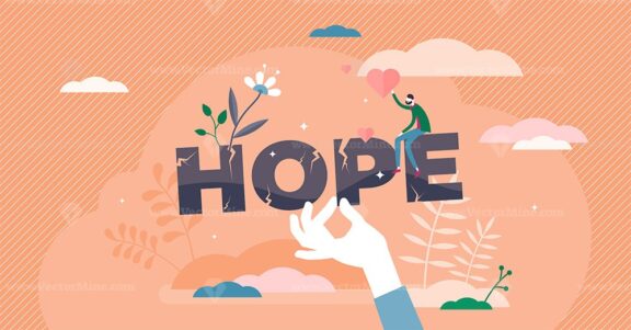 Hope concept, flat tiny person vector illustration