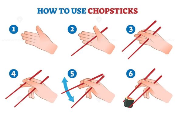 How to use chopsticks vector illustration