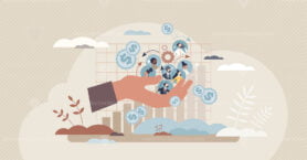 Human capital as employee economic value for company tiny person concept