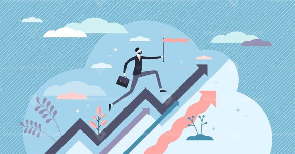 Income growth concept, flat tiny person vector illustration