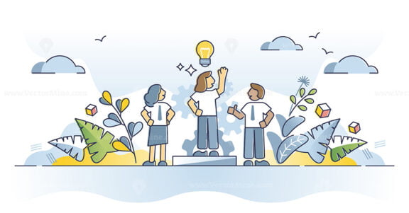 Initiative as innovative and creative idea thinking skill outline concept