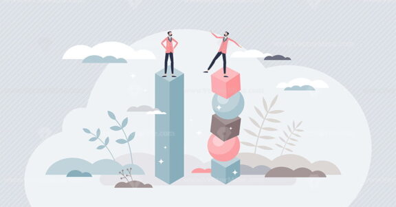 Instability and lack of balance as business collapse risk tiny person concept