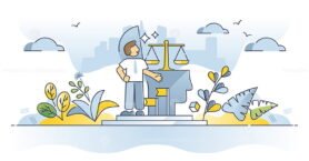 Integrity and ethical moral principles as core values element outline concept