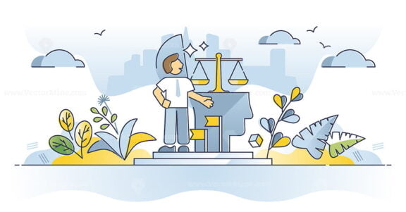 Integrity and ethical moral principles as core values element outline concept