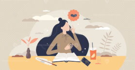 Law of attraction as positive energy, hope and thoughts tiny person concept