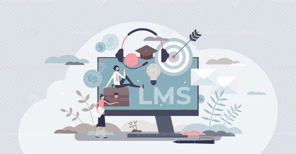 Learning management system or LMS as online education tiny person concept