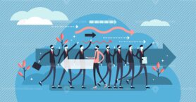 FREE Leaving business concept, vector illustration