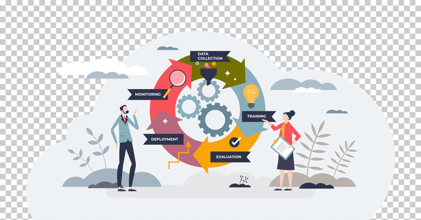 Machine learning operations or MLOps workflow process tiny person concept - Image 2