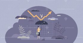 Managing risk as business financial crisis management tiny person concept