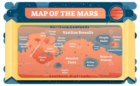 FREE Map of the mars, vector illustration
