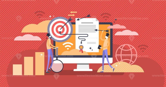 Marketing diploma and online learning concept vector illustration