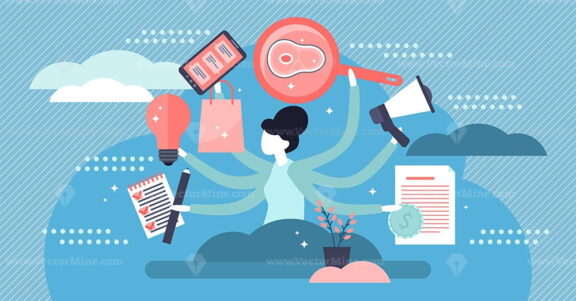 Multitasking vector illustration