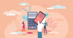 NFC mobile payment technology concept, tiny person vector illustration