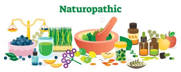 Naturopathic Health Concept Elements Collection Vector Illustration