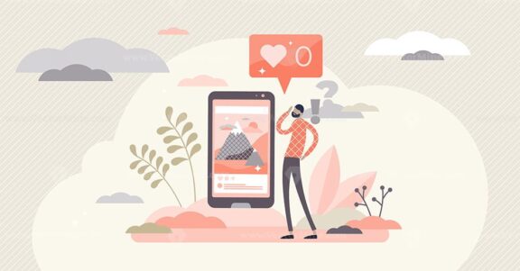 No likes social networking fail concept, flat tiny person vector illustration