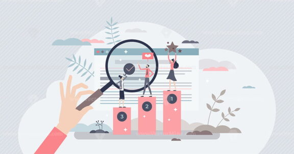 Online ranking and websites search engine top results tiny person concept