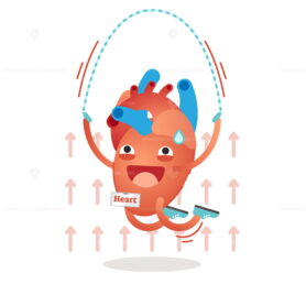 FREE Smiling heart character jumping vector illustration
