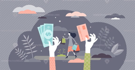 Payment concept, flat tiny person vector illustration